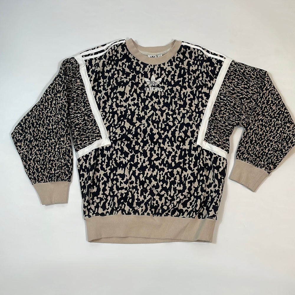 Adidas sweatshirt Animal Print UK 12 US M Mixed Media EUC